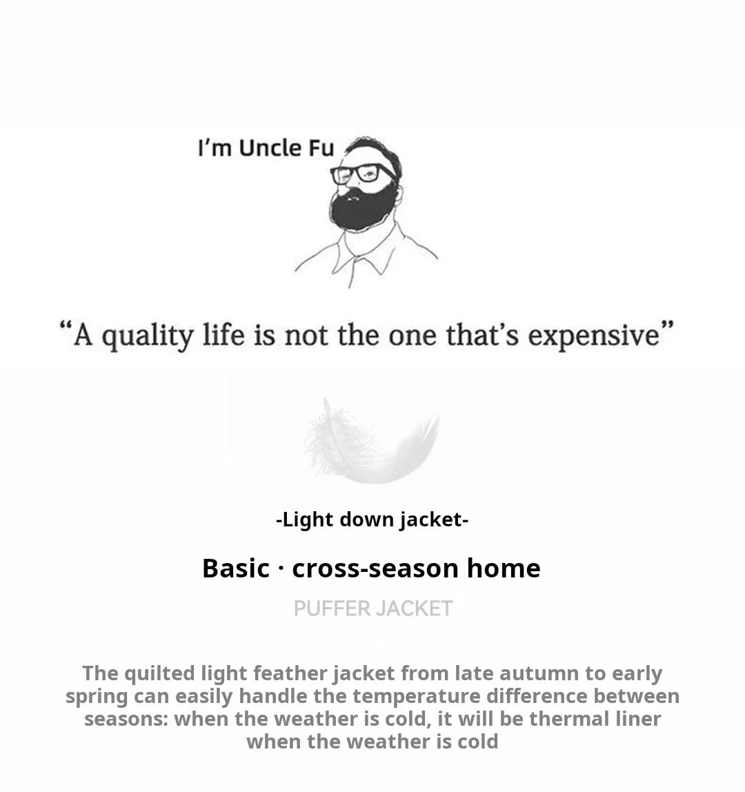 Maden Winter Men's Hooded Down Jacket Lightweight Hydrophobic White Duck Down Filling Coat Warm Inner Layer for Fall Winter