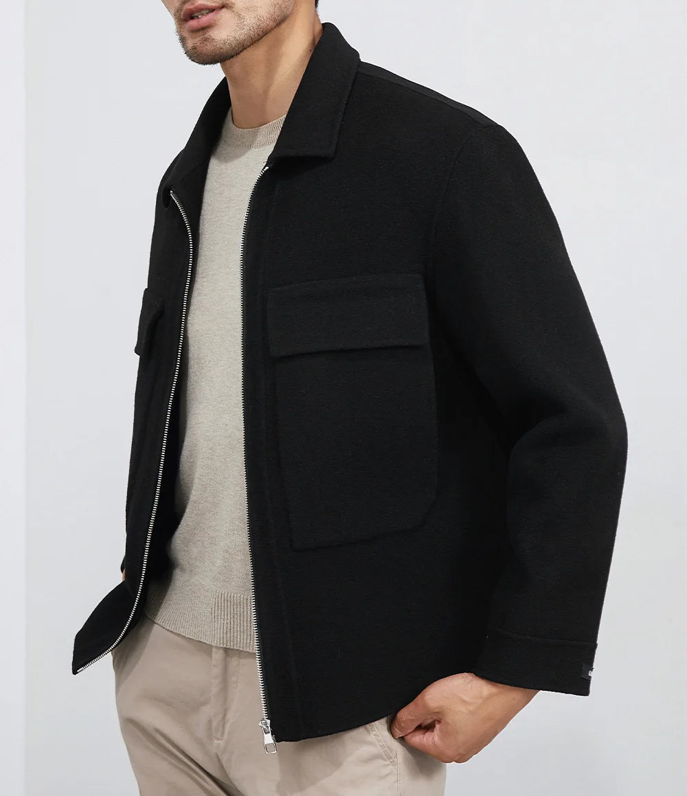 DAVIDSHAO Top Quality EU US Size Luxury Casual Wear Men Wool Coat Jacket Autumn Winter New Style Turn-Down Collar Vintage Coat