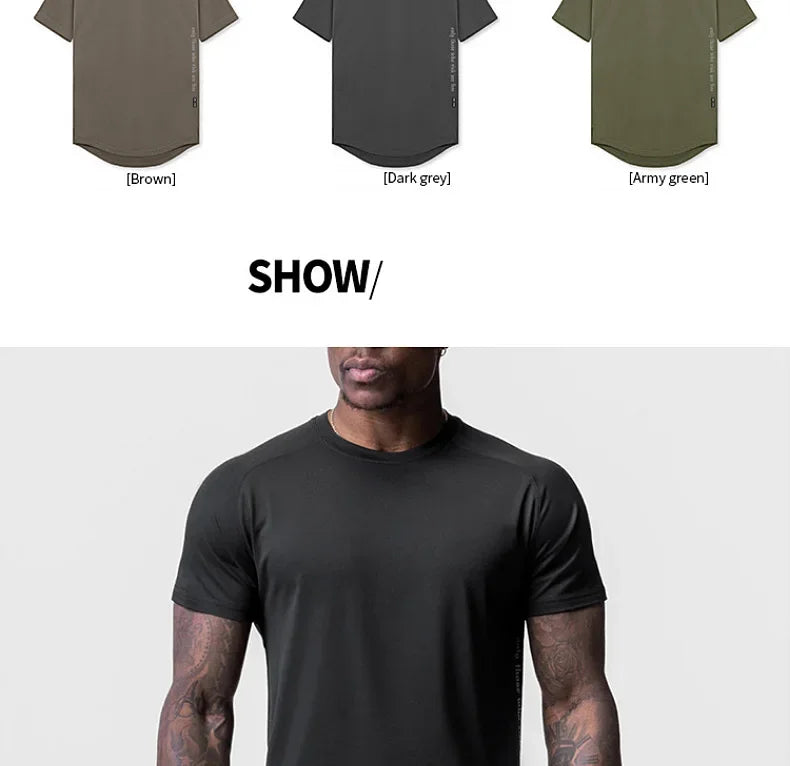 Men's Quick Dry Fitness T-Shirt Gym Running Sportswear Summer Breathable Workout Tee Bodybuilding Muscle Shirt Casual Activewear
