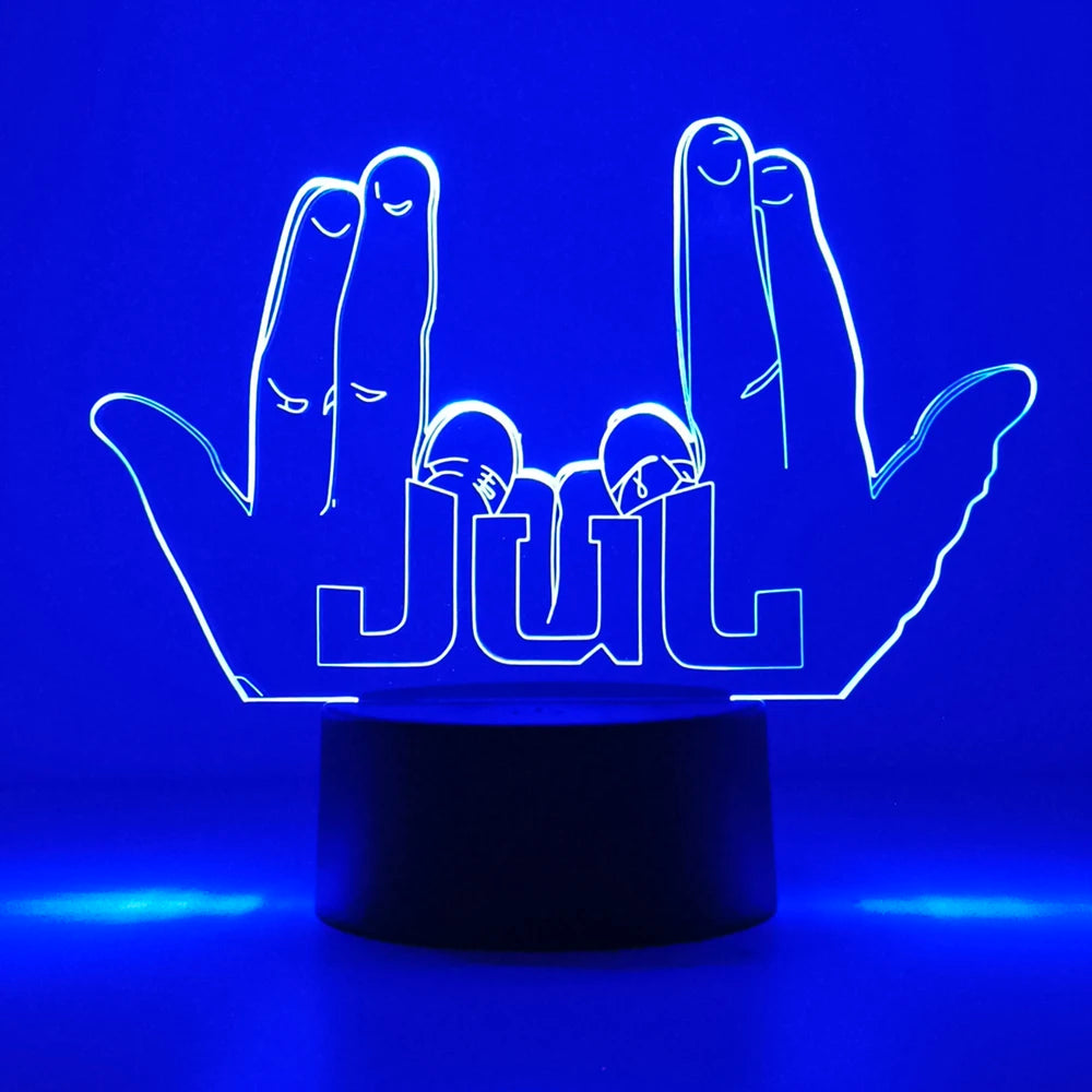 3D Rap singer Julien Mari gesture logo Night Light with Remote Control Room Decor Lamp Birthday Valentine's Day Christmas Gifts