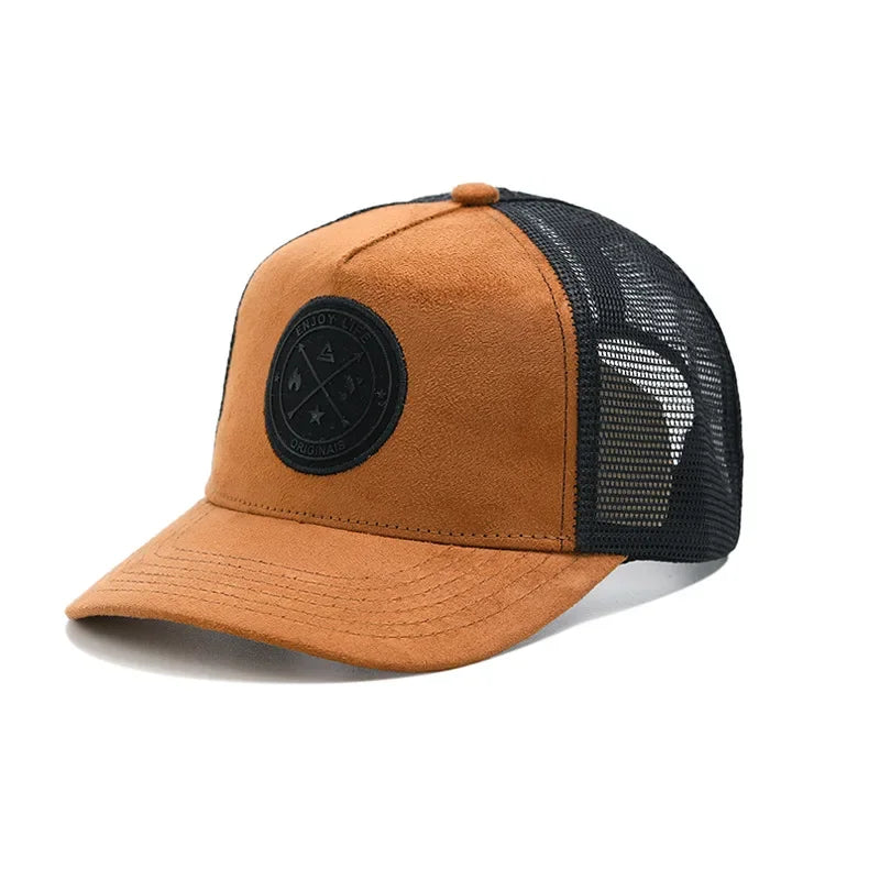 New round label letter grid baseball cap Spring and autumn outdoor men's and women's casual sunshade cap
