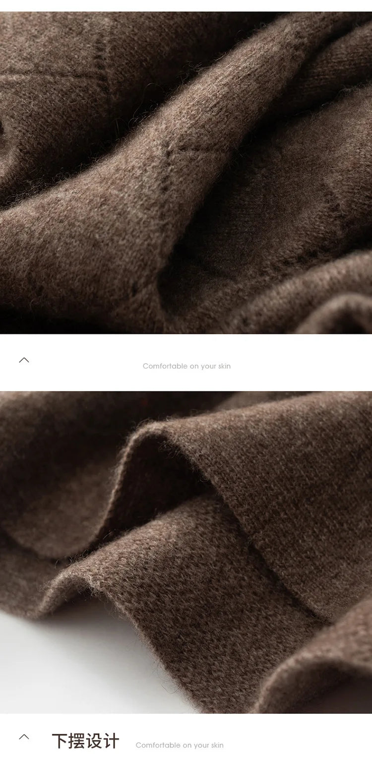 Wool Knitted Shawl Scarf Dual-purpose Autumn and Winter New Solid Color Loose Versatile Exterior Cloak Cardigan