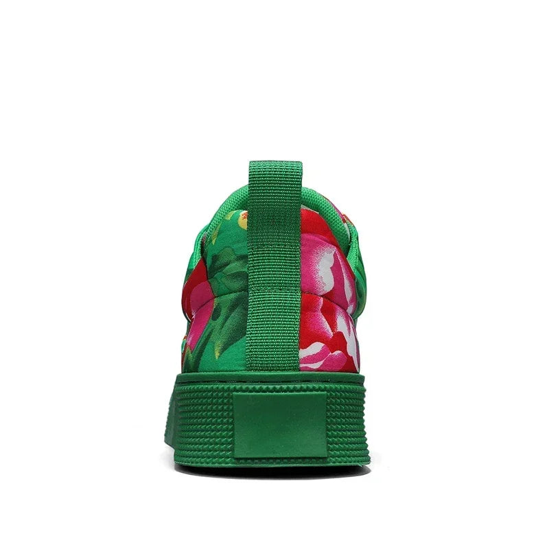 Fashion Men Casual Shoes Outdoor Men Running Sneakers Comfortable Floral Cloth Platform Walking Shoes Lightweight Tennis Shoes