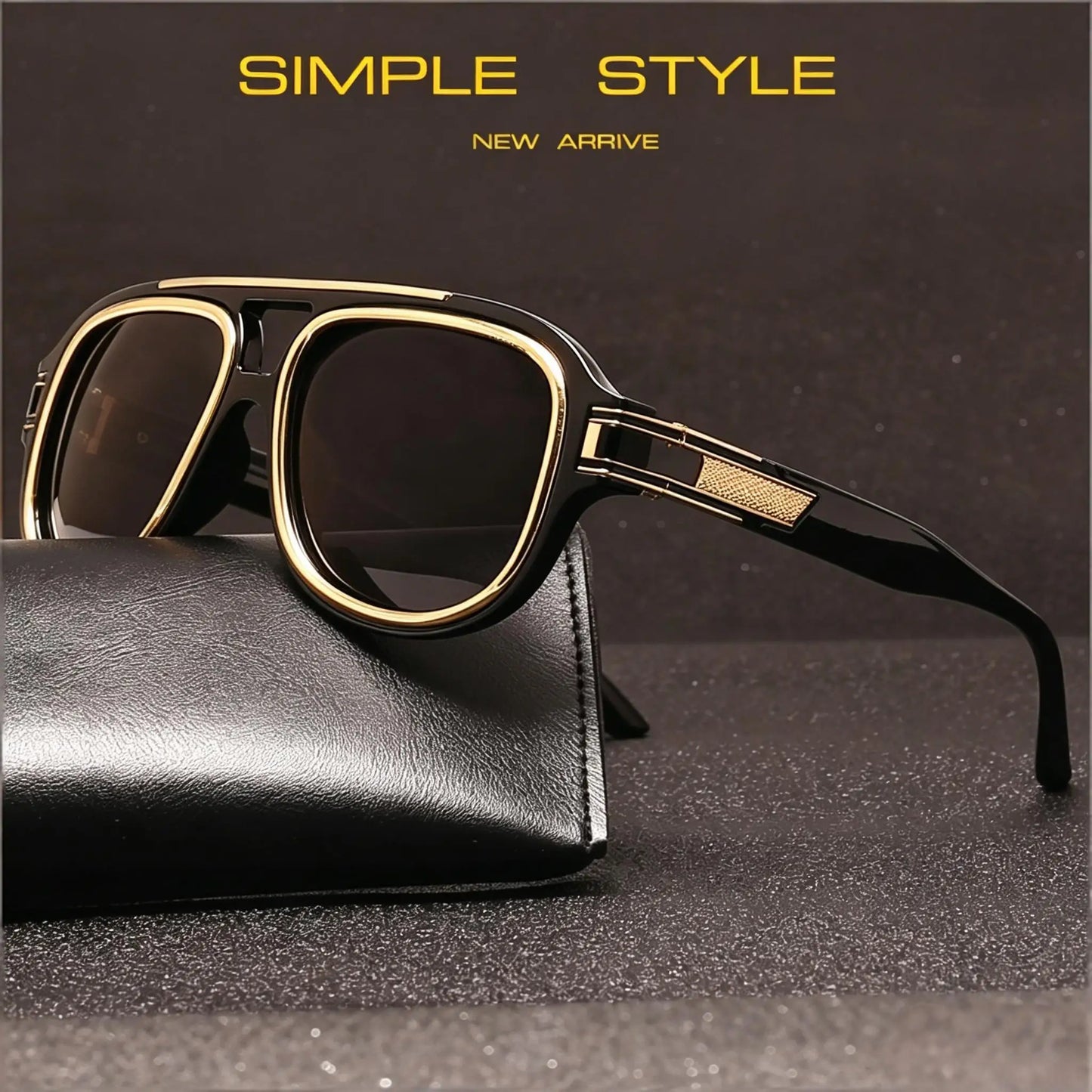 New Luxury Men's Sunglasses with Retro Oversized Square Lenses, Offering Uv Protection, Suitable for Casual Outdoor Driving