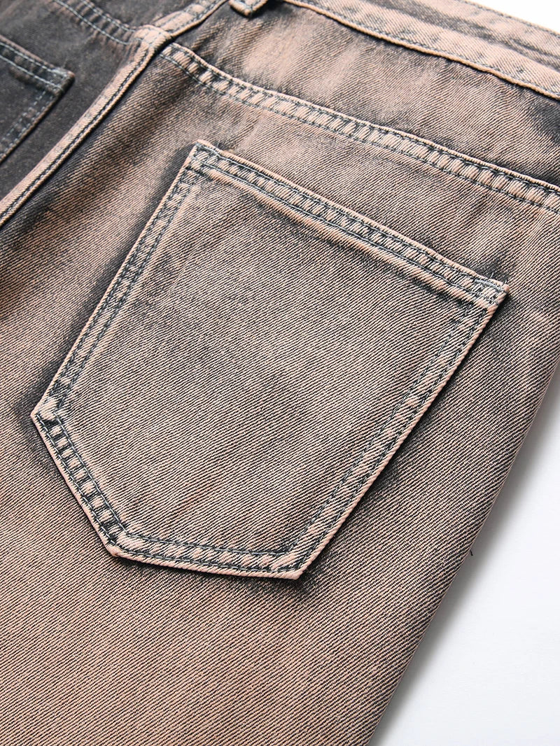 Purple Ripped Men's Jeans Spring Summer Slim Fit Straight Hole Cotton Denim Pants Distressed Destroyed Streetwear 28-40