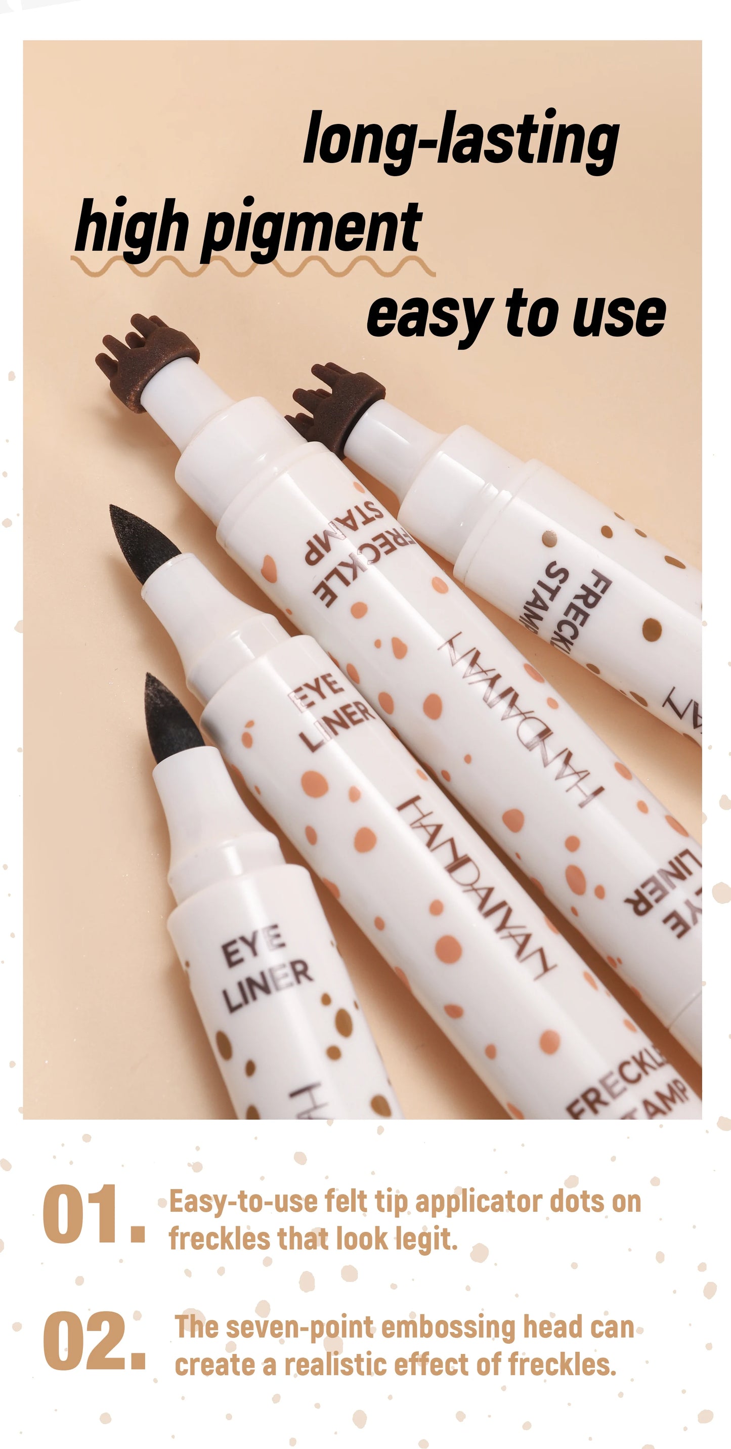 Double Head Concealer Pen Waterproof Long Lasting Freckle Stamp Eyeliner Quick Dry Natural Cover Pencil Life Like Makeup