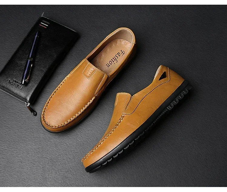 Men Dress Shoes Natural Leather Men's Brand Shoes Sale Formal Shoe Men's Cowhide Italian Genuine Leather Loafers Footwear Casual