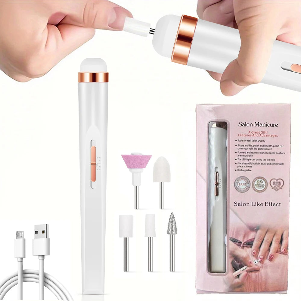 LULAA Electric Nail Drill Kit Rechargeable Cordless Manicure Kit Portable Nail Grinding Polisher for Trim Nails Exfoliating