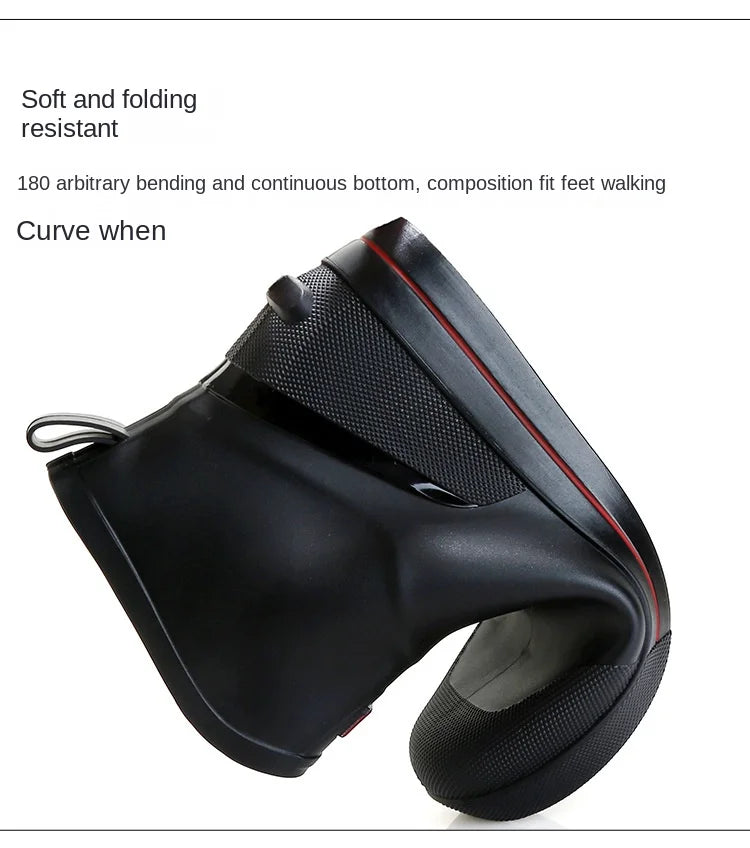 Snow Warm Thick Rain Boots, Kitchen Waterproof and Anti Slip Rain Shoes, Men's Fashionable and Wear-resistant Water Shoes