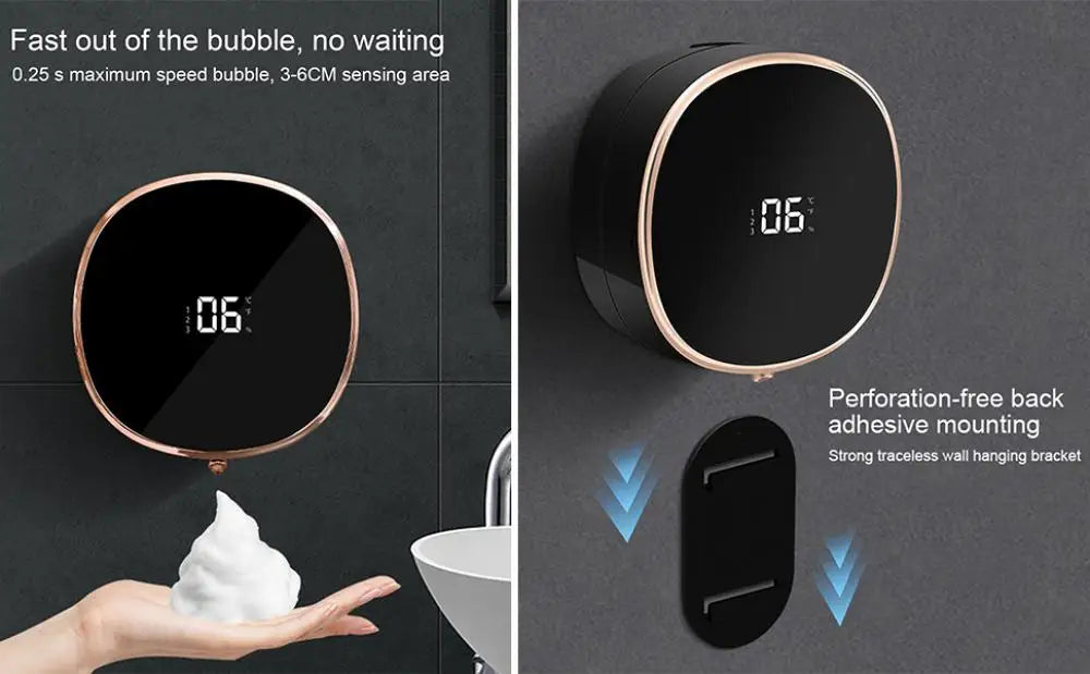 Electric Soap Dispenser with Touch Button Touchless Electric Soap Dispenser Wall Mount for Home Office Hotel for Bathroom
