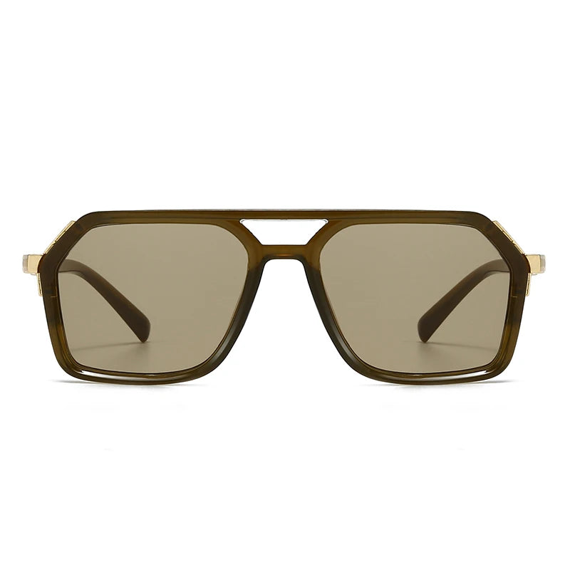 New European and American Style Men's Aviator Glasses, Retro Double Bridge Square Frame Sunglasses, Cross-Border Ready Stock 62013