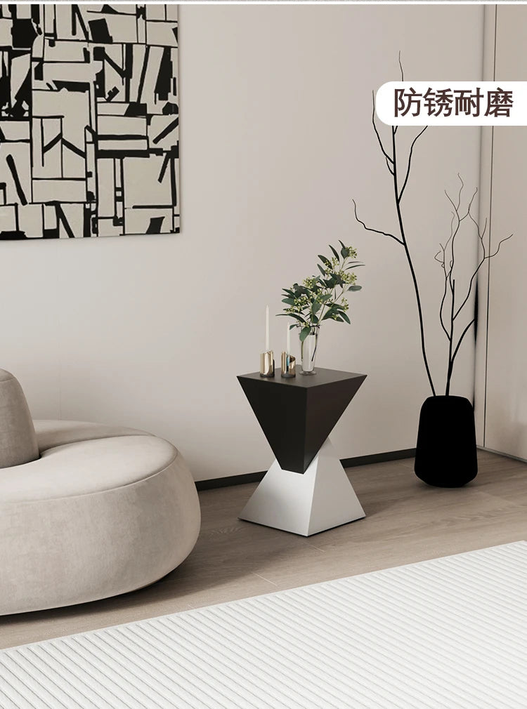 Metal Luxury Sofa Side Table  Minimalist Bedroom Nightstand  Stain-Resistant Geometric Tea Table  Modern Corner Stand