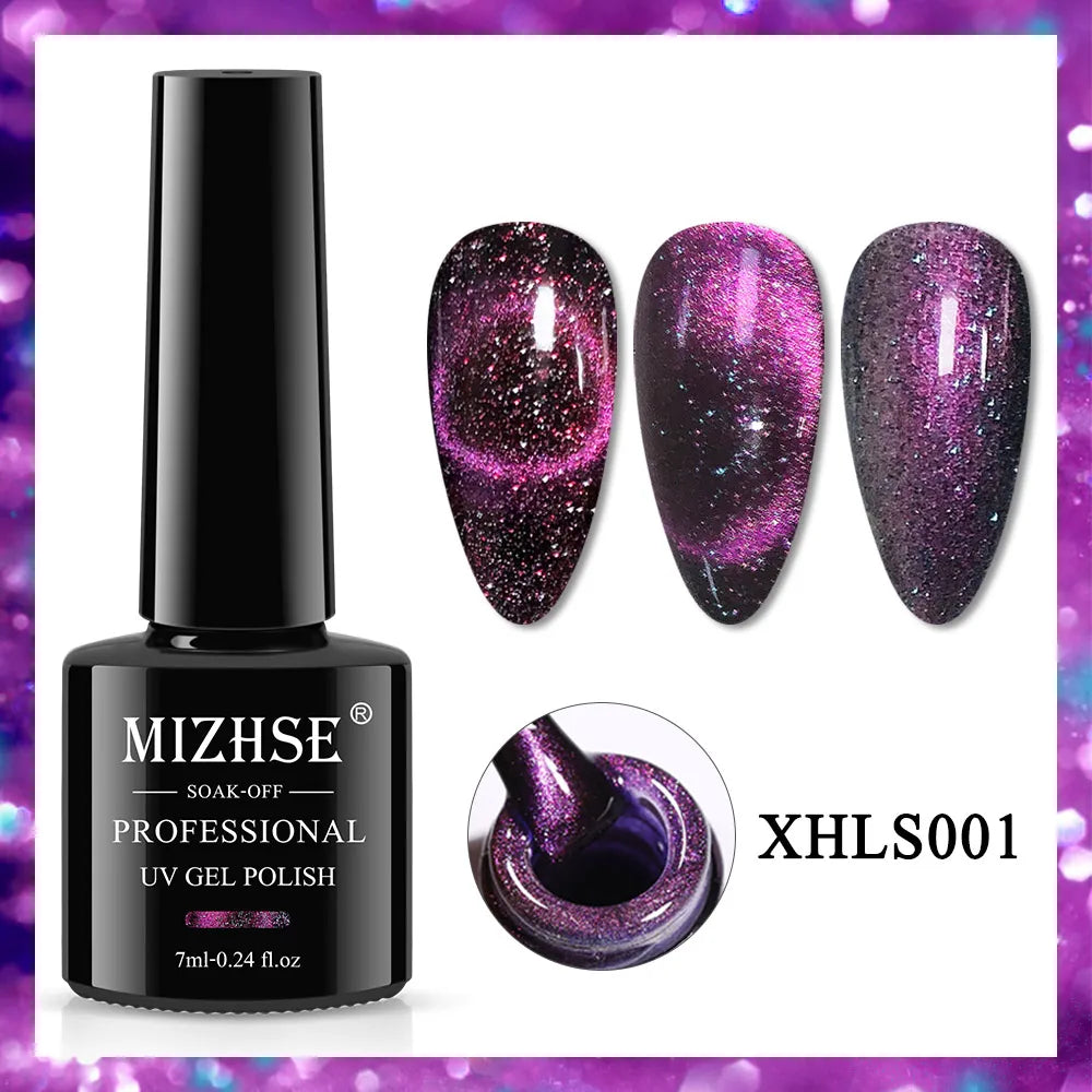 MIZHSE 7ML Reflective Top Coat Gel Nail Polish Shiny Glitter Vernis Semi Permanent Varnish Nail Gel Polish for Manicure Nail Art