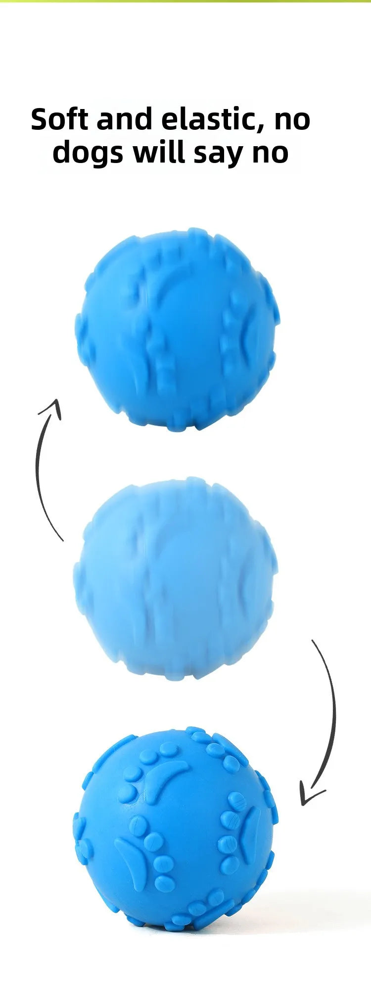 Durable Chew Resistant Squeaky Paw Print Ball Dog Toy - Pet Dental Teething Bite Proof Fetch Ball with Grippy Texture for Puppy