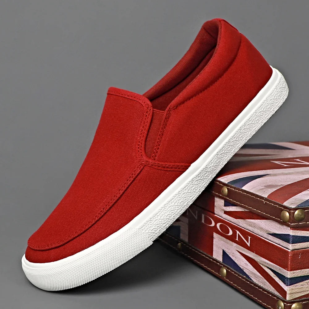 2026 Men Casual Canvas Shoes Spring Breathable Pure Color Anti-slip Soft-Soled Men's Driving Cloth Shoes BD26001