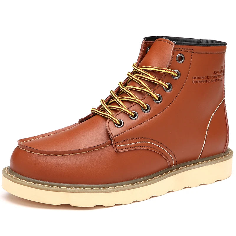 Genuine Leather Men Desert Boots Casual Outdoor Soft Sole Walking Shoes Outdoor Lace Up Boots High Quality Male High Top Shoes