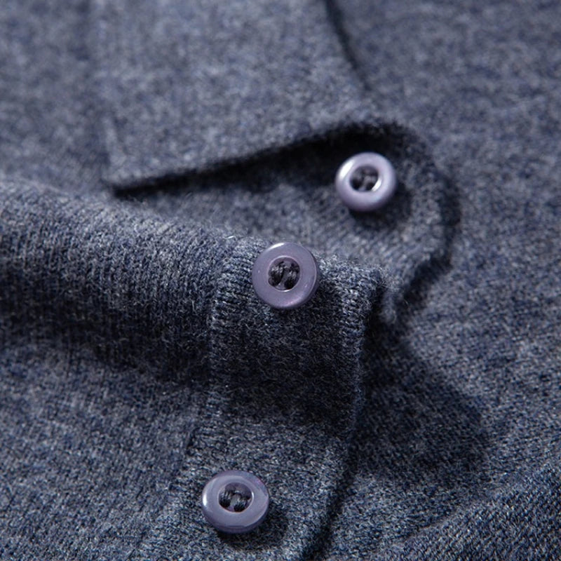 100% Australian Merino Wool Sweater, 360g Thickened Anti-Pilling, Polo Collar Gold Quality Pullover