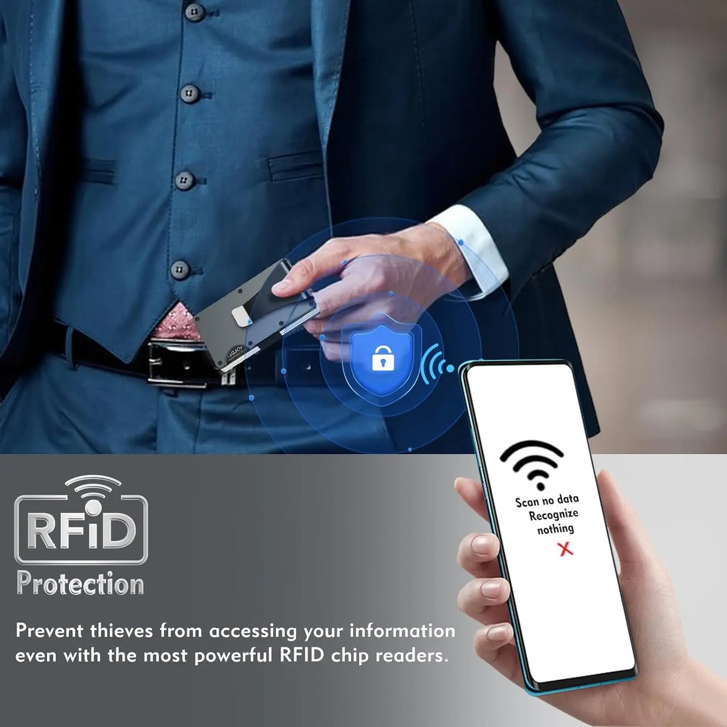 Minimalist Wallet for Men & Women - Slim RFID Wallet, Scratch Resistant, Credit Card Holder & Money Clip, Easily Removable Money