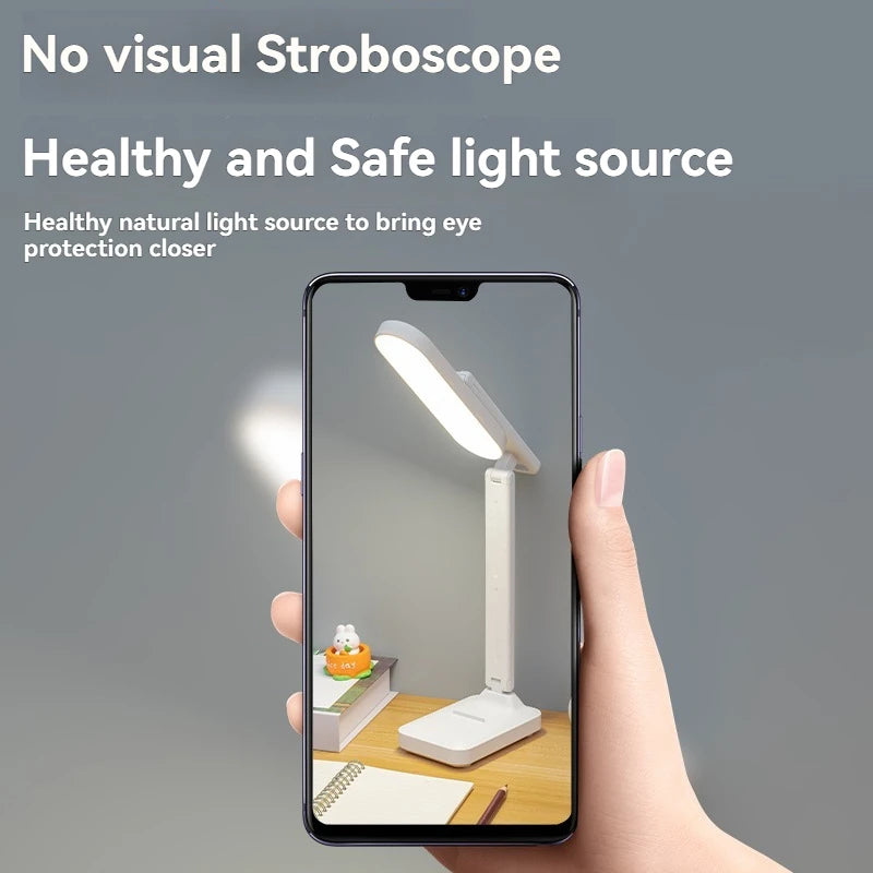 Rechargeable Foldableing Eye Protection Desk Lamp for Study, Special Dormitory Desk Reading Lamp, USB Rechargeable and Plug-In Dual-Use Dimming Home Desk Lamp