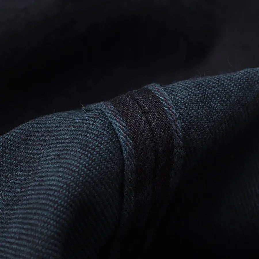 IRON HEART Indigo-Sulfide Black 634s Double Dyed 14oz Denim Jeans, One Wash