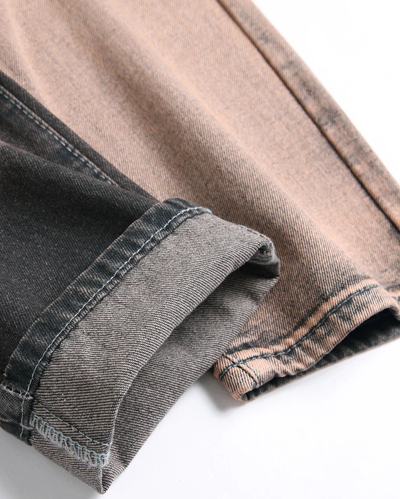 Purple Ripped Men's Jeans Spring Summer Slim Fit Straight Hole Cotton Denim Pants Distressed Destroyed Streetwear 28-40