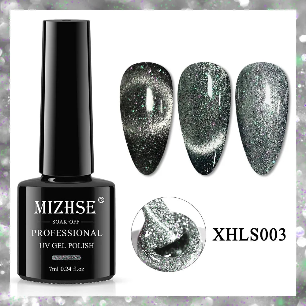 MIZHSE 7ML Reflective Top Coat Gel Nail Polish Shiny Glitter Vernis Semi Permanent Varnish Nail Gel Polish for Manicure Nail Art