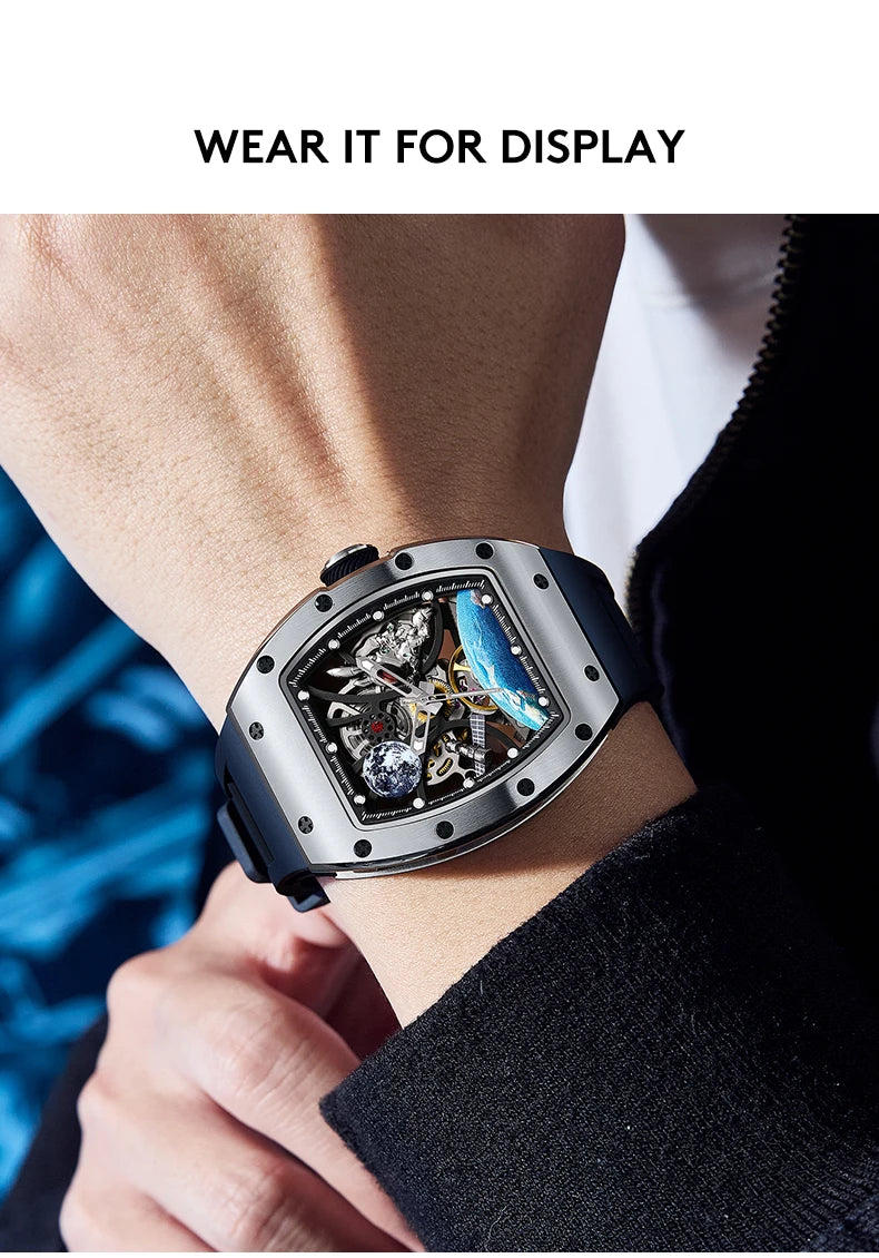 Hollow Automatic Mechanical Watch 5ATM Waterproof Sports Silicone Strap Custom Logo High-Quality Wristwatch Active Lifestyle