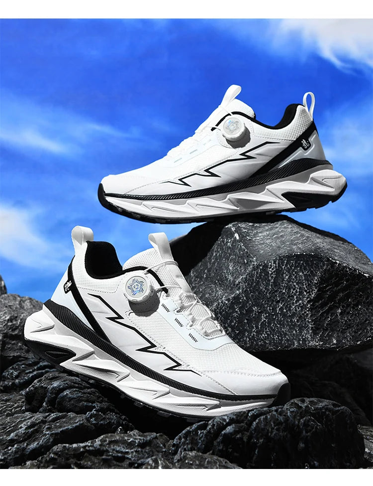 Spring Summer Large Rotating Buckle Mesh Breathable Sneakers Men's Running Shoes Fashion Casual Shoes 39-48