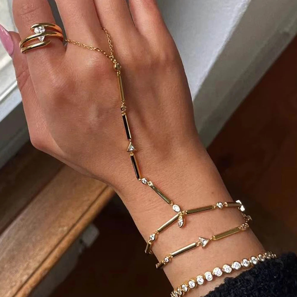 New Iced Out Oval CZ Choker Bracelet Silver Color Bling Lariat Long Bar Round Stone Long Tassel Bangle Women Jewelry