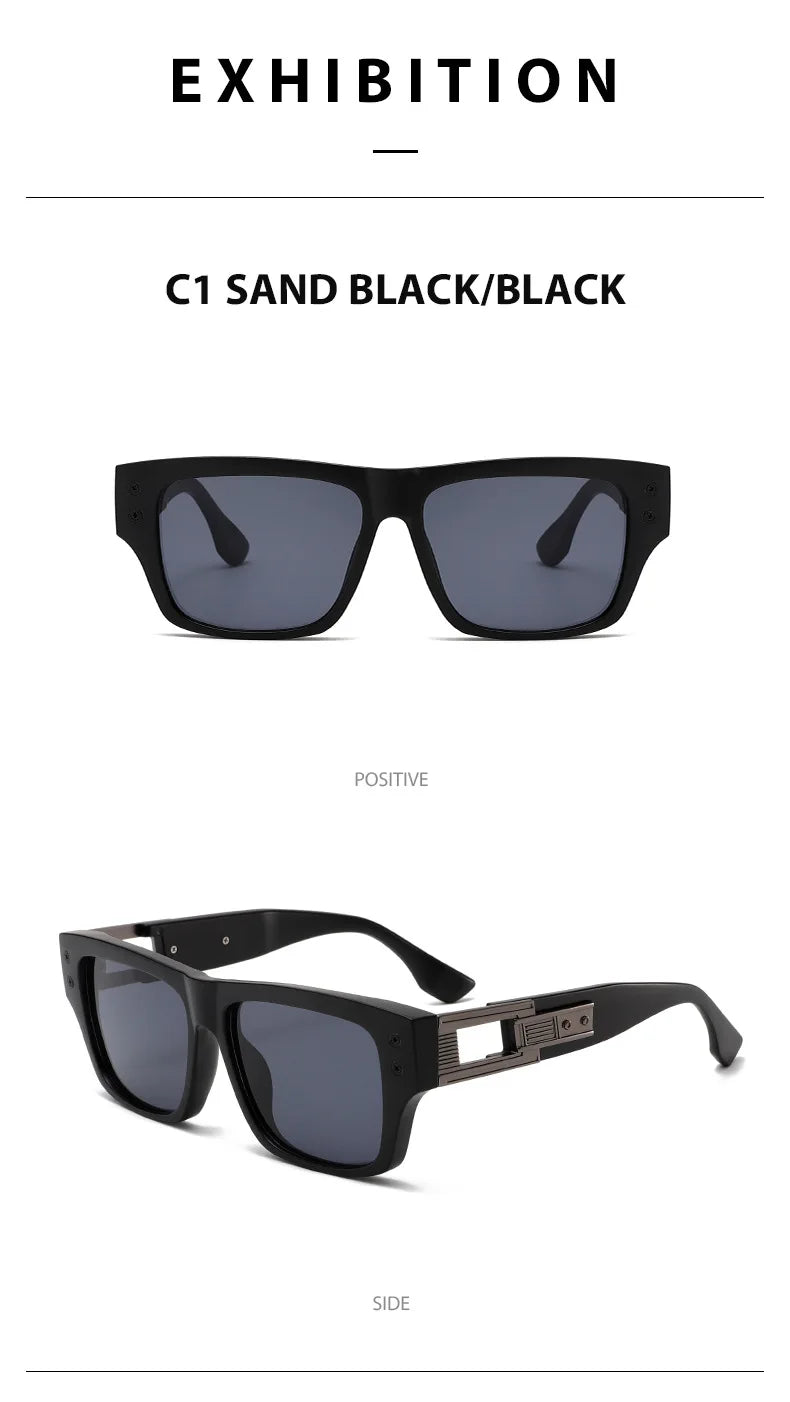 2025 New Square Retro Glasses Men Women Fashion Luxury Original Designer Sun Glasses Male Reflective Lens Gafas De Sol UV400