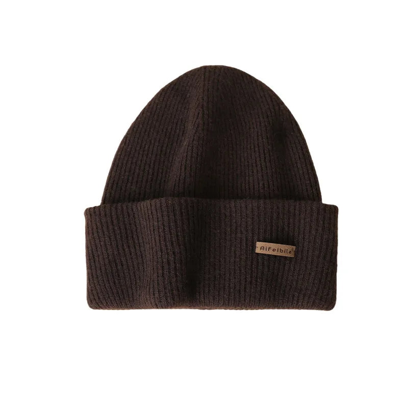 100% Merino Wool Double-Sided Beanie for Men Women Thick Soft Warm Winter Skull Caps Solid Color Knitted Beanies Hat