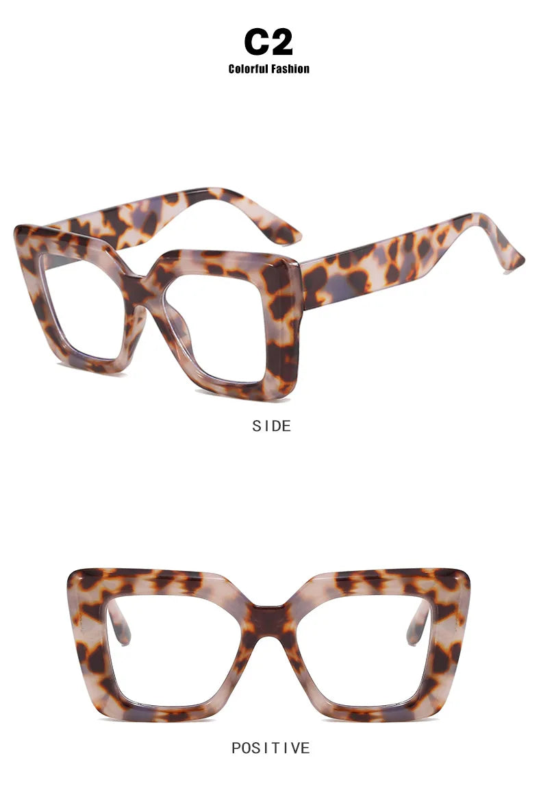 Retro Luxury Oversized Square Anti-Blue Light Glasses Women Men Optical Eyeglasses Trendy Computer Classic Glasses Ladies Lentes