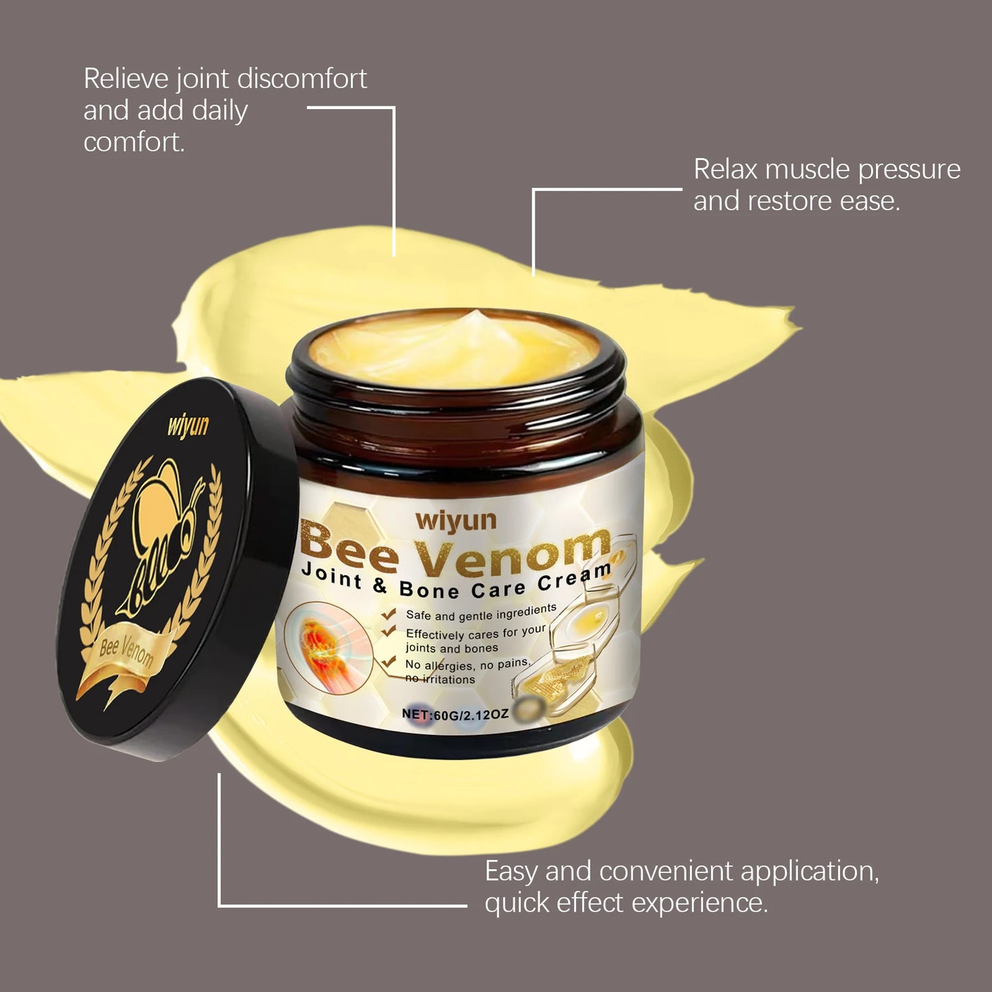 60g Bee Venom Joint Care Cream Effectively Relieve Joint Bone Pain Relax Tense Muscles Massage Cream Restore Athletic Ability