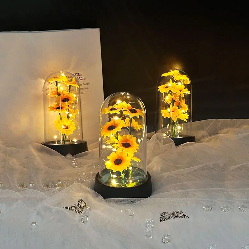 Artificial Sunflower Plastic Set Valentine's Day Mother's Day Eternal Flower Gift Birthday Gift Can Light Up