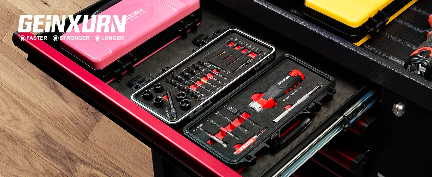 Geinxurn 42Pcs Tools Set Packaged with Rachet Screwdriver  Handle, s2  Screwdriver Bits and Hold Bit for Home Repairs DIY