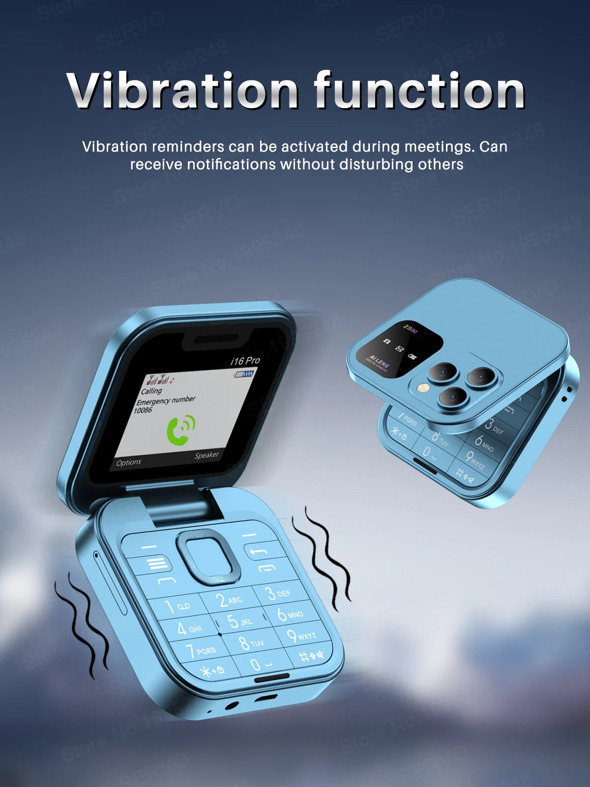 SERVO i16 Pro Mini Flip Mobile Phone Dual SIM Card Speed Dial Magic Voice Blacklist FM Radio 2G GSM Cute Foldable Cellular Phone