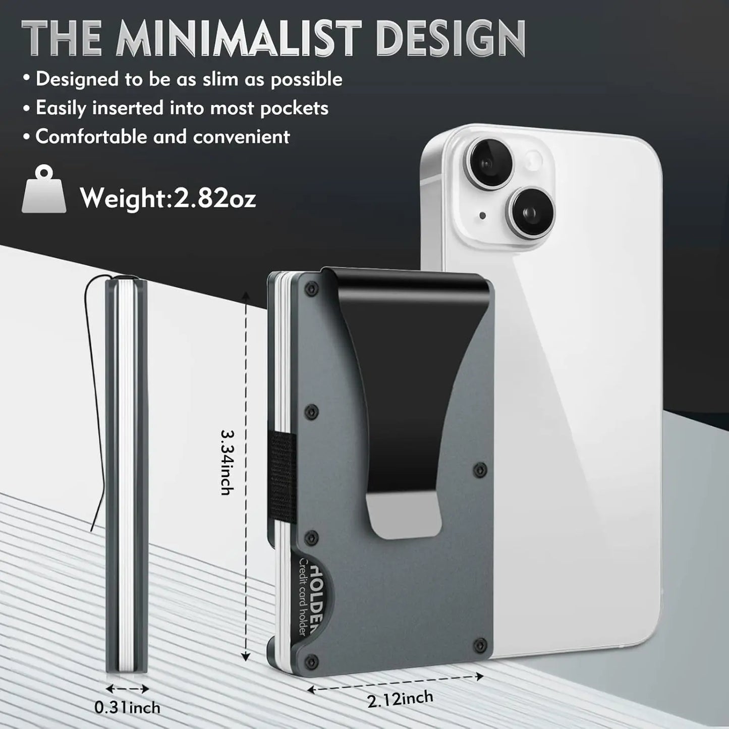 Minimalist Wallet for Men & Women - Slim RFID Wallet, Scratch Resistant, Credit Card Holder & Money Clip, Easily Removable Money