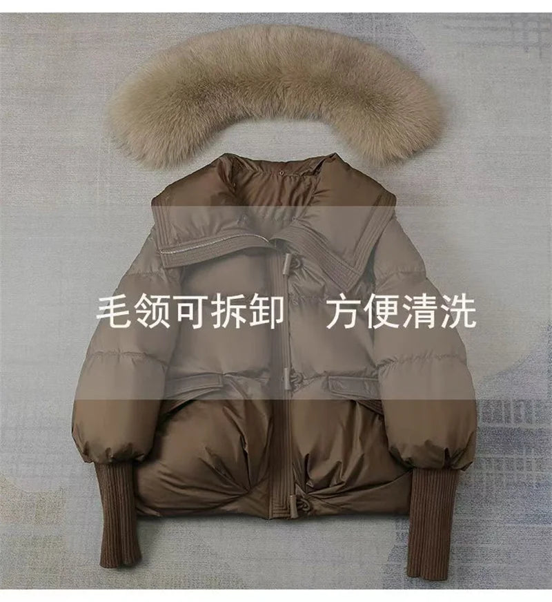 2024 New Loose Ladies Cropped Jacket Winter Woman Parka Overcoat Korean Fashion Female Ultra Light Warm Coat
