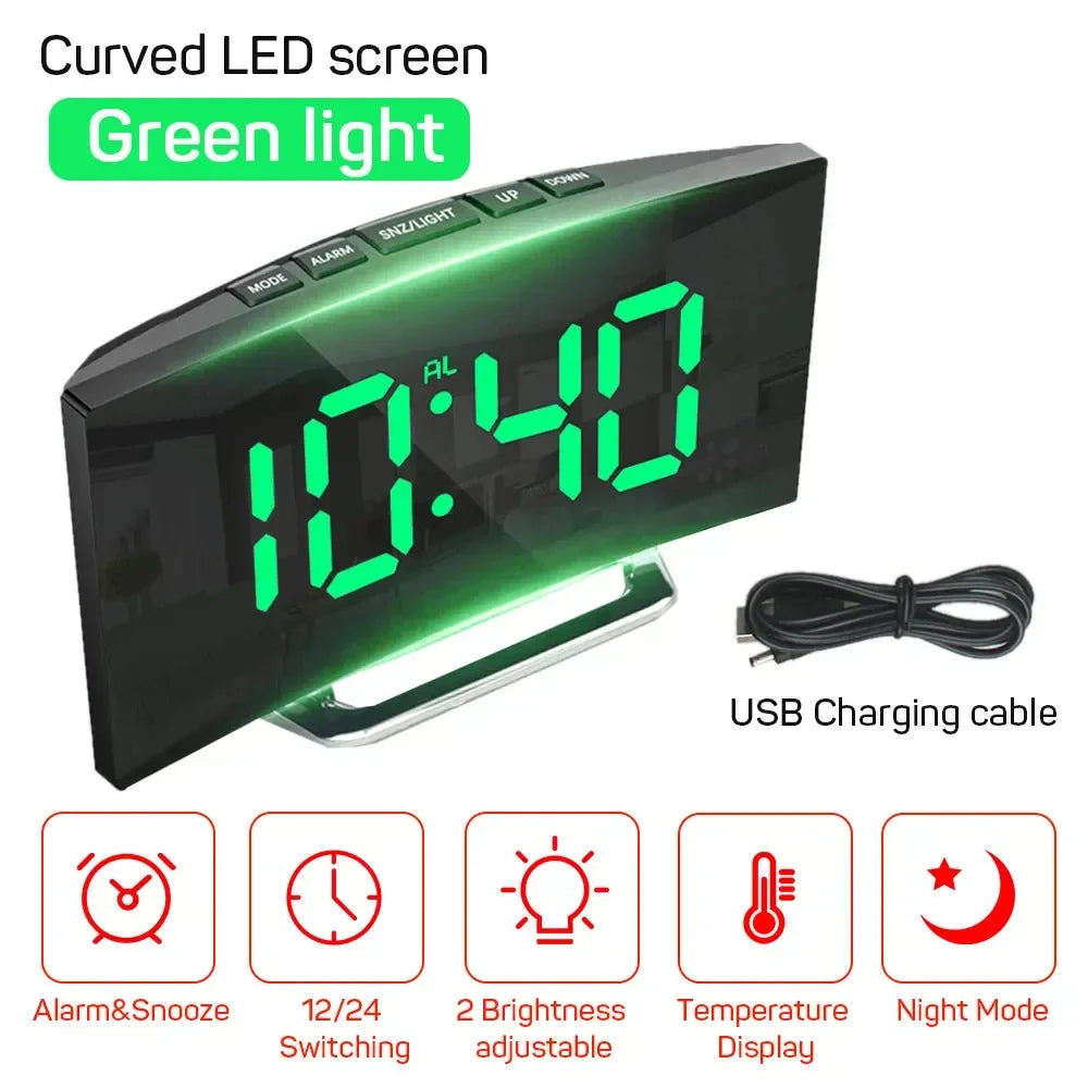 LED Digital Electronic Clock Backlight Large Number Alarm Clock Temperature Calendar Bedside Table Nightlight Home Decoration