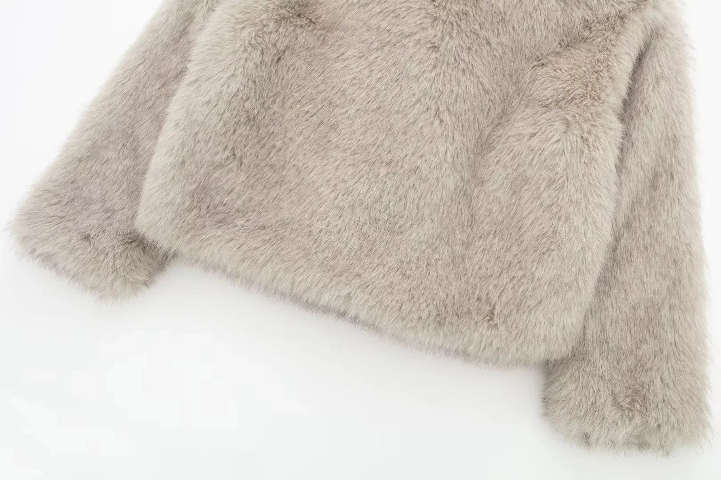 HH Women Fashion Faux Fur Jacket Vintage Turn-Down Collar Long Sleeve Coat Autumn Winter Woman Elegant Streetwear