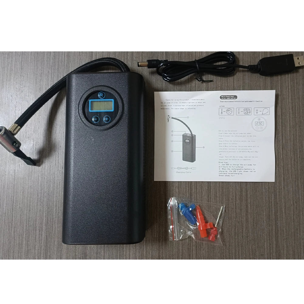 Tire Air Pump Car Tyre Inflator Electric Air Compressor Rechargeable Portable Bicycle Tire Pump for Car Motorcycle Bike Ball