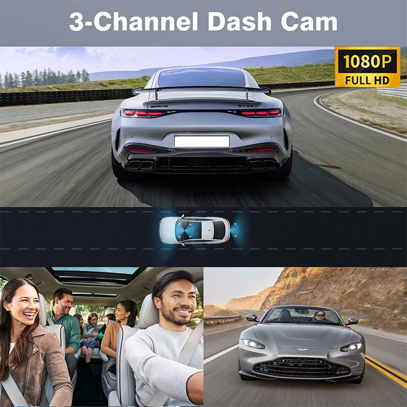3 Cameras Car DVR Wifi 1080P Inside Vehicle Dash Cam Three Way Camera DVRs Recorder Video Registrator Mini Dashcam Camcorder