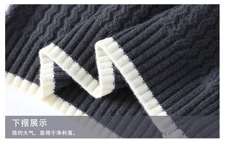 2024 Autumn Men's wool pullovers Men's Solid color high collar Sweater  mens thicken Warm Men Knitted Sweater full size M-4XL