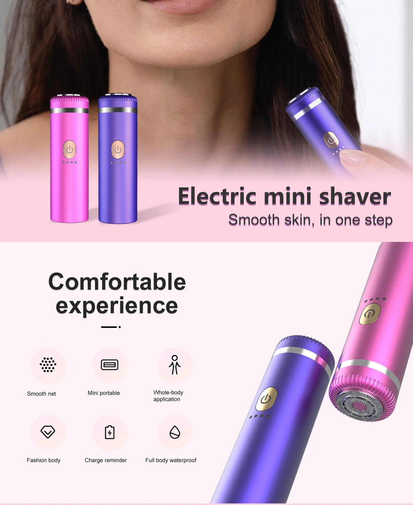 Facial Hair Remover for Women, Eyebrow Trimmer Nose Hair Mini Bikini Razor Precise Shaper, Portable Rechargeable Epilator for Li