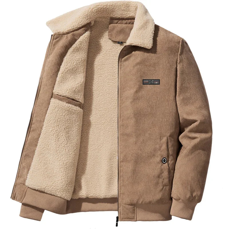 Jacket Mens autumn Winter New mens jacket collar Solid color Corduroy Jackets men business casual coat Men's coats M-4XL 5XL2202