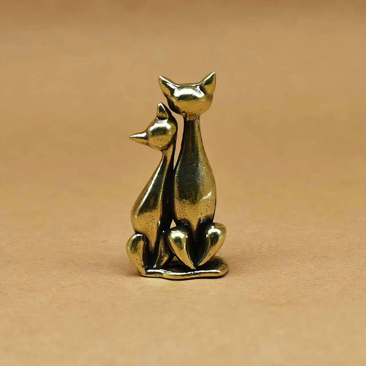 1PCS Brass Mini Double Cat Sculpture Ornament Crafts Anime Cat Ornament Home Desktop Living Room Office Small Ornament Crafts