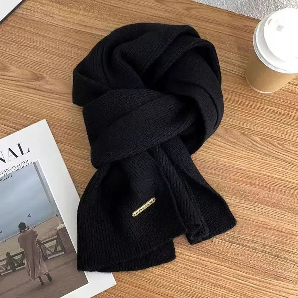 Winter Warm Neckerchief Fake Collar Solid Color Cross Scarf Woolen Thicken Knit Scarf Neck Warmer Women Girls