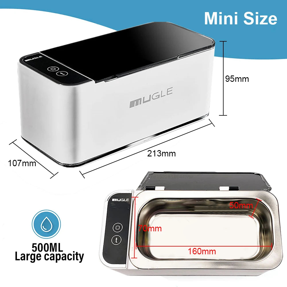 Ultrasonic Cleaner 35W Ultrasound Glasses Cleaning Machine 46KHZ High Frequency Portable Ultrasonic Washing Bath for Jewelry