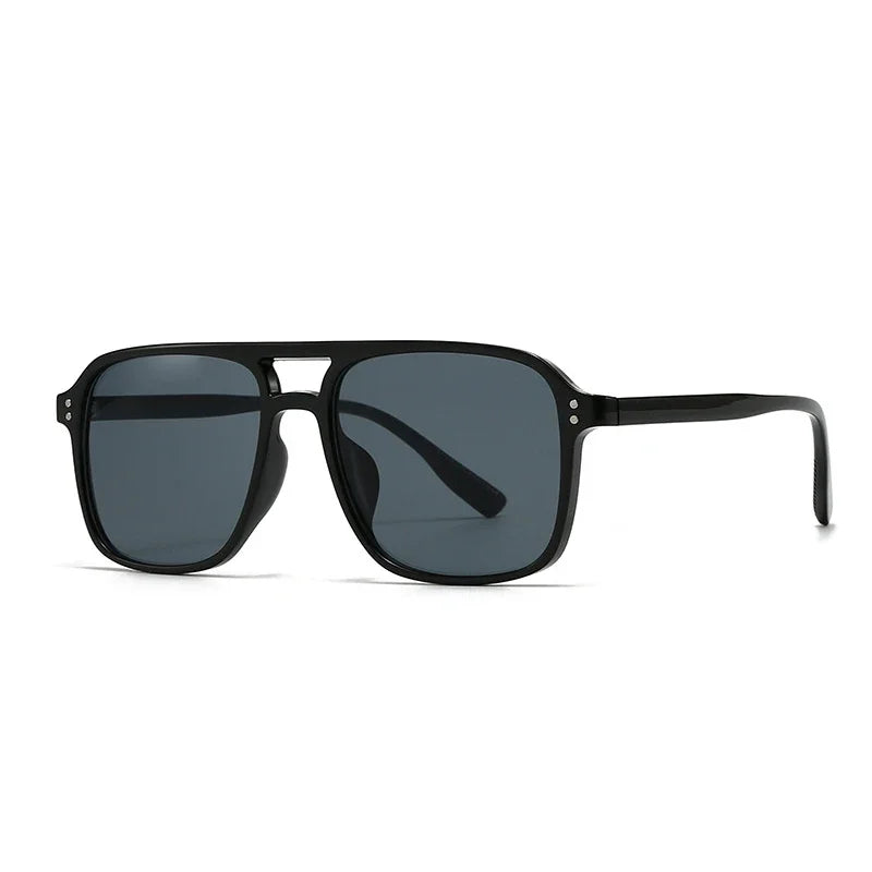 SO&EI Fashion Double Bridges Square Rivets Women Sunglasses Retro Men Gradient Shades UV400 Sun Glasses