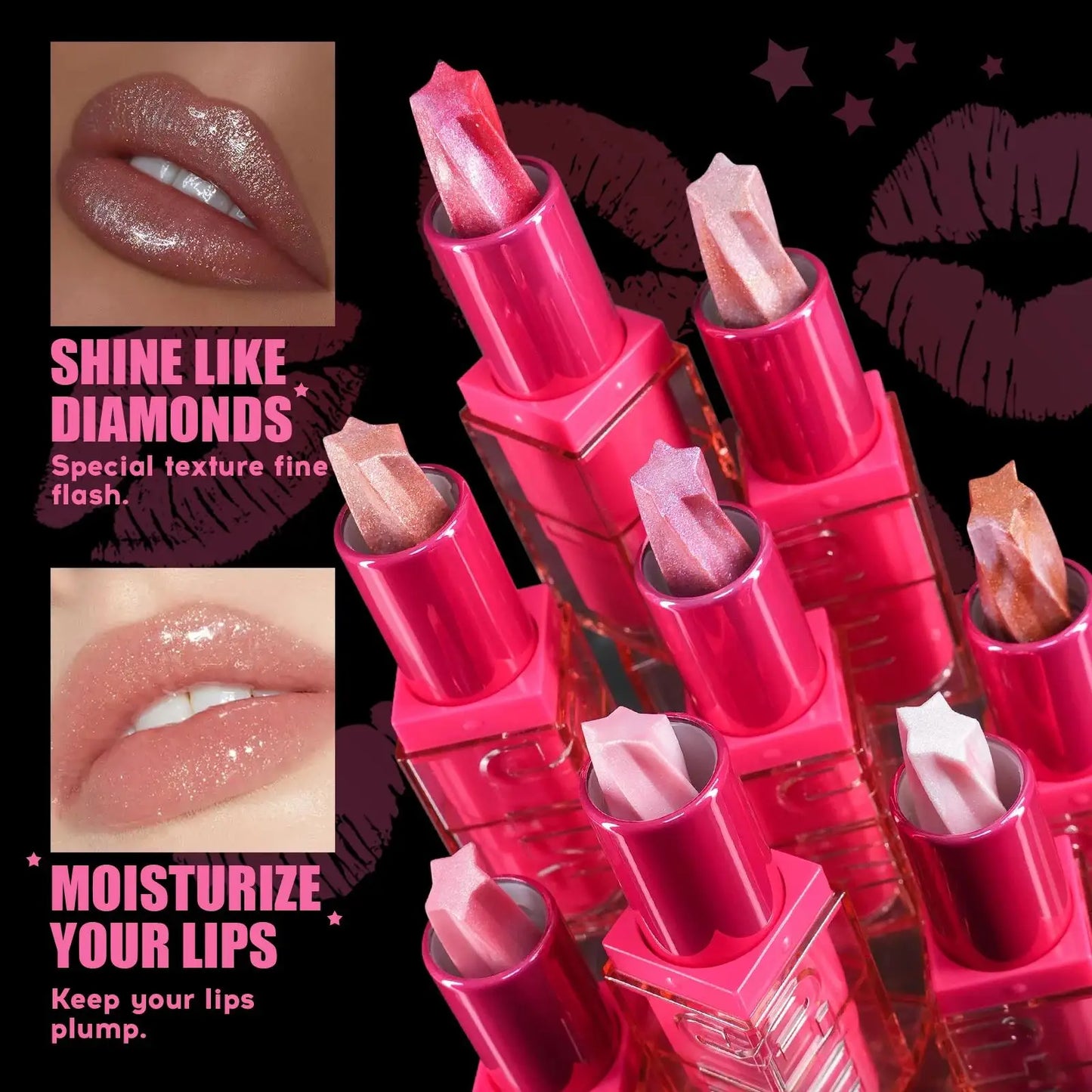 Spiral Star Lipstick Moisturizing Waterproof Matte Glitter Marble Non Stick Long Lasting Lip Gloss Pearlescent Shine